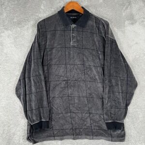 Marc Edwards Pullover Sweater‎ Mens XL Gray Black Check Long Sleeve Cotton Blend